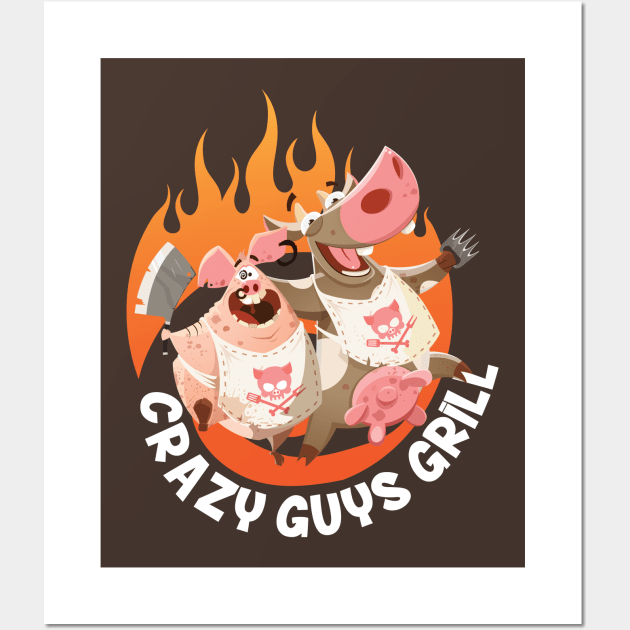 Crazy Guys Grill Wall Art by Celestial Rex